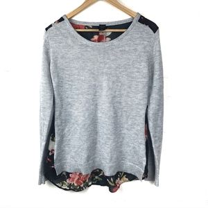 Floral Back Panel Gray Sweater